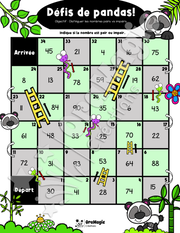 Défis de pandas! Serpents et échelles - Distinguer pair vs impair - 1re et 2e année.pdf