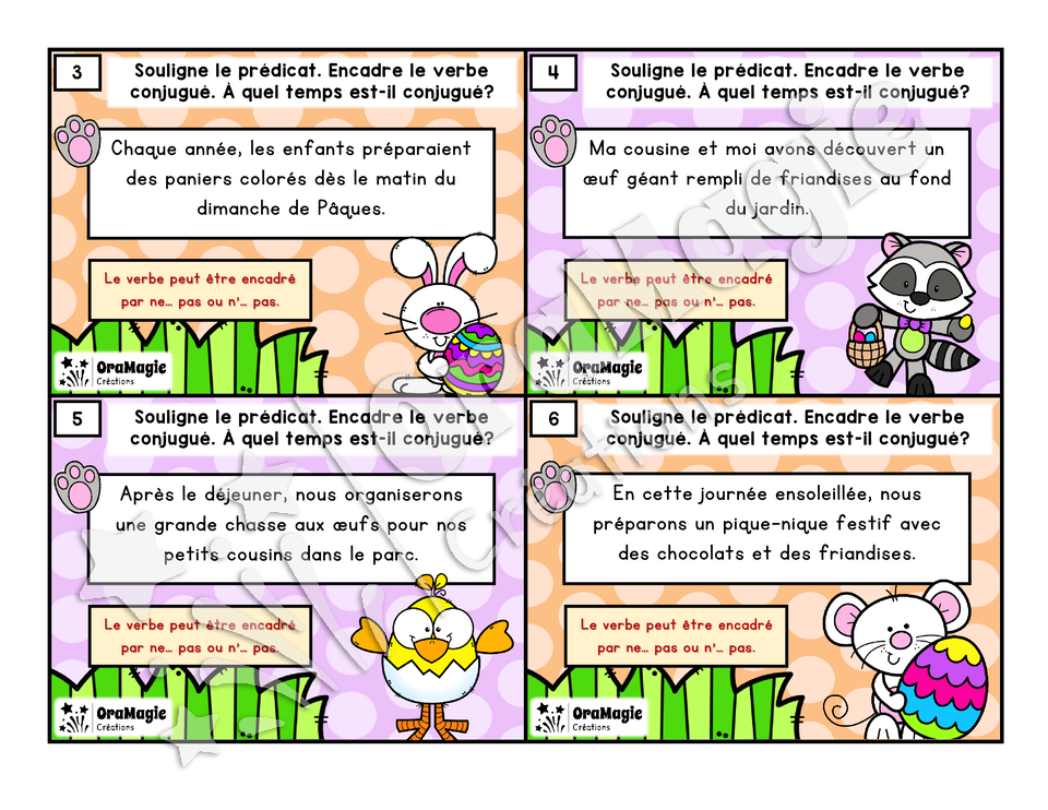 Cartes à tâches - Verbes de Pâques