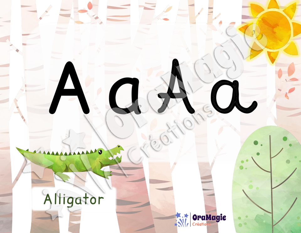 Affiches alphabet - Forêt de bouleaux