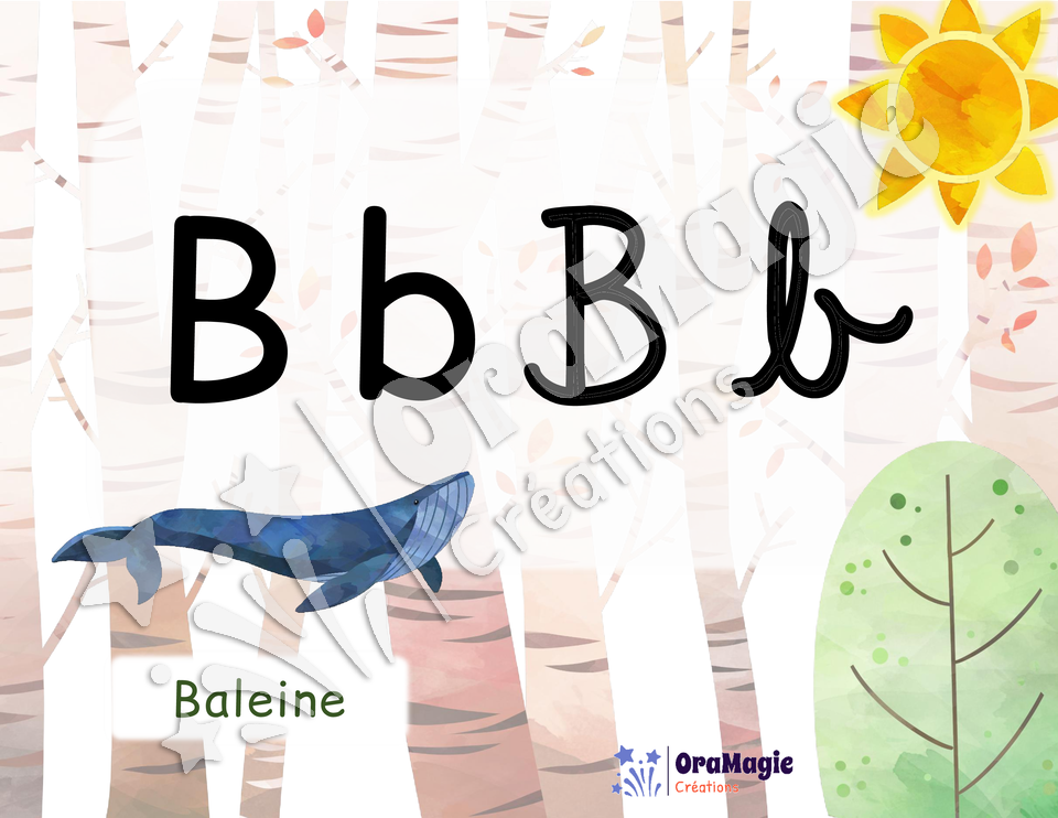 Affiches alphabet - Forêt de bouleaux