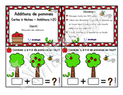Cartes à tâches - Les additions 0 à 20 - Additions de pommes - 1re année - Mathématiques - 6$.pdf