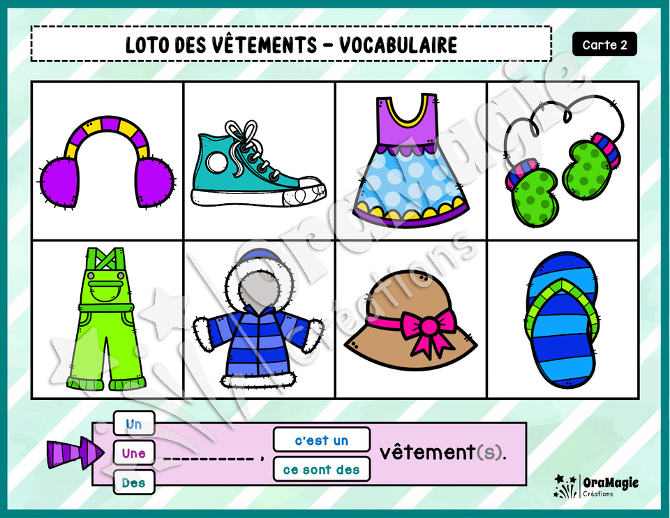 Loto des vêtements - Vocabulaire