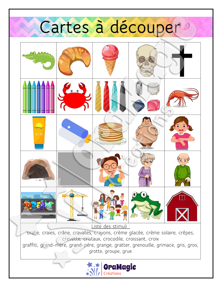 Bingo des groupes consonantiques -kr-gr-
