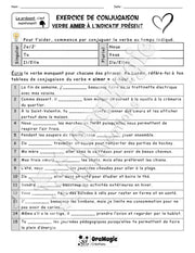 Exercice de conjugaison - Verbe aimer à l'indicatif présent - 3e.pdf