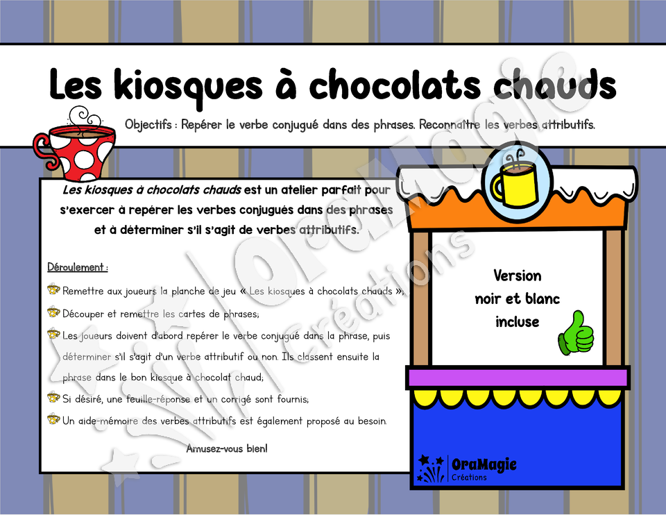 Les kiosques à chocolats chauds - Repérer le verbe - Verbe attributif - 5e et 6e année - 4$.pdf