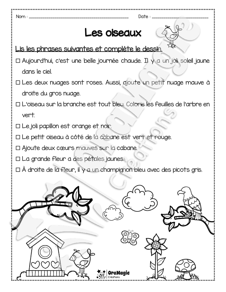 Compréhension de lecture - Lis et colorie - Les oiseaux - 1re année - 3$.pdf