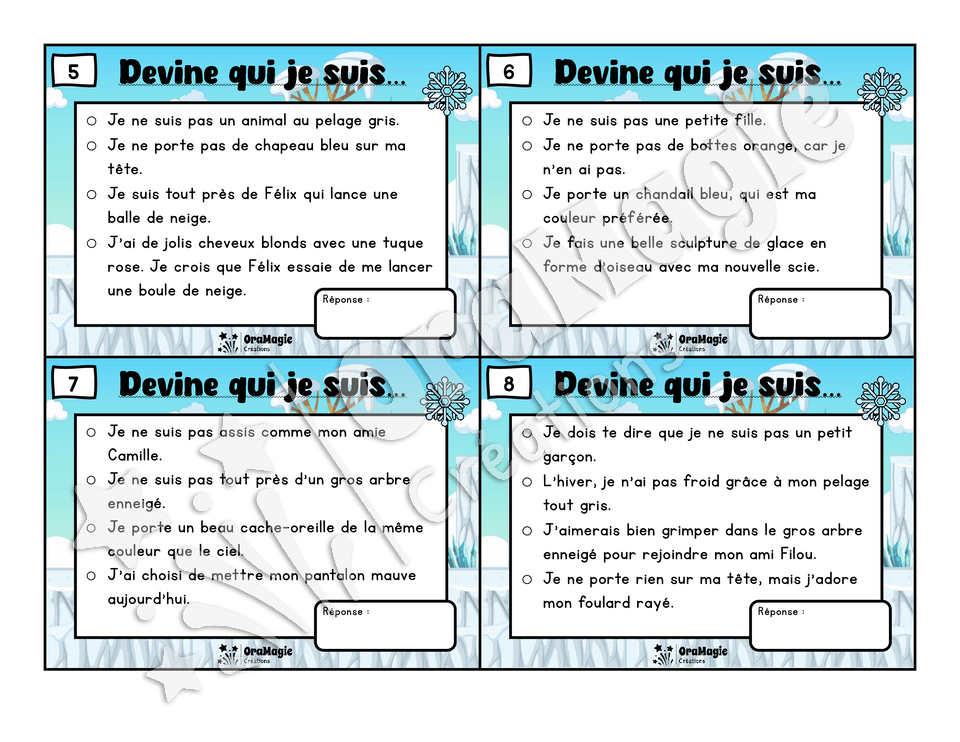 Des plaisirs d'hiver - Compréhension de lecture