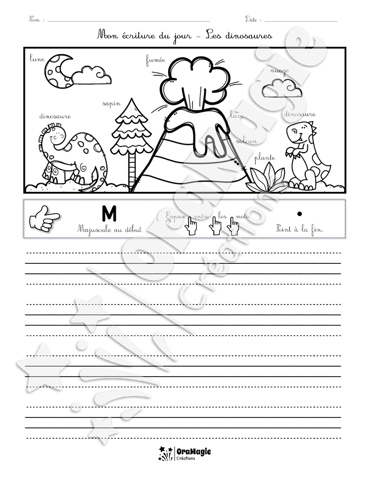 Mon écriture du jour - Les dinosaures