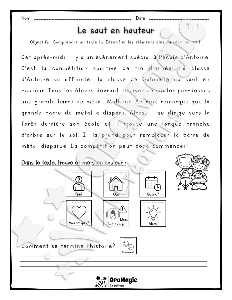 Compréhension de lecture et du récit 1re année - Le saut en hauteur.pdf