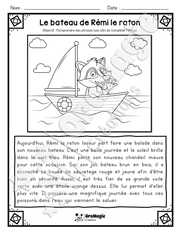 Compréhension de lecture - Lis et colorie - Le bateau de Rémi le raton - 2e année.pdf