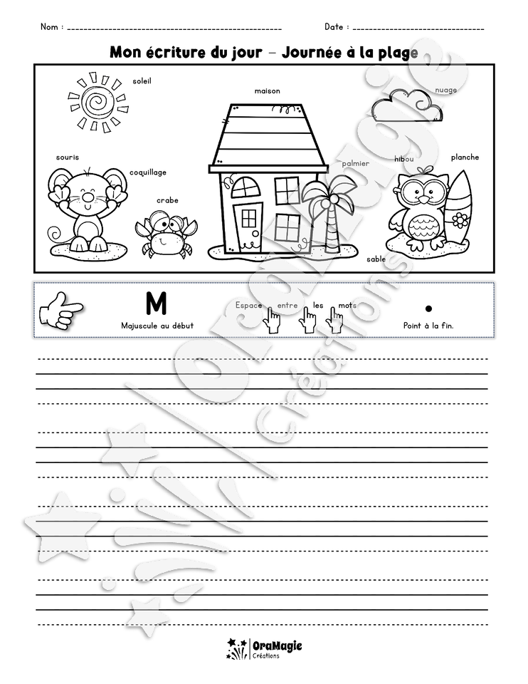 Mon écriture du jour - Journée à la plage - 1er cycle.pdf