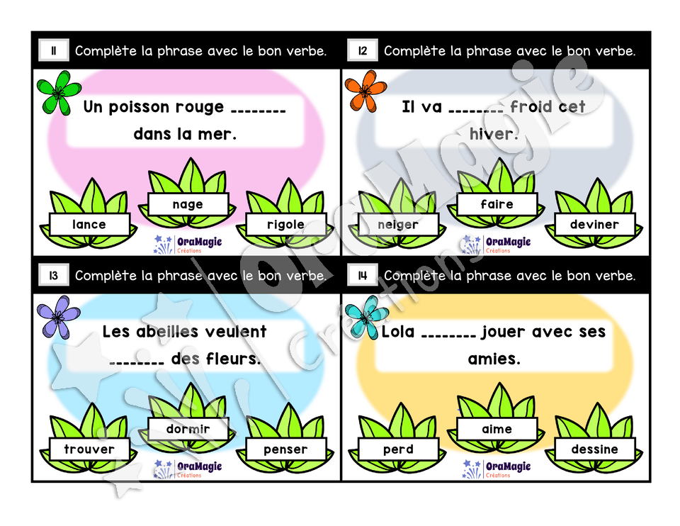 Cartes à tâches - Lecture-nature - Compréhension de phrases lues