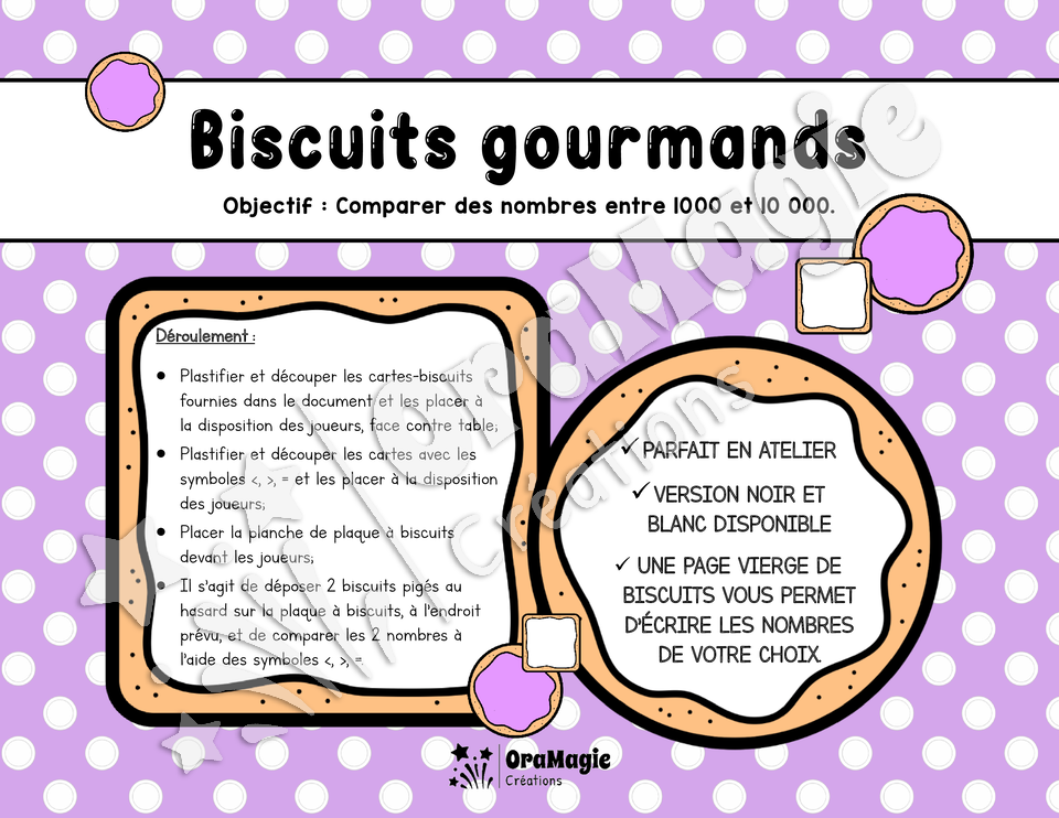 Biscuits gourmands - Comparaison de nombres entre 1000 et 10 000 - 3e année - 3$.pdf
