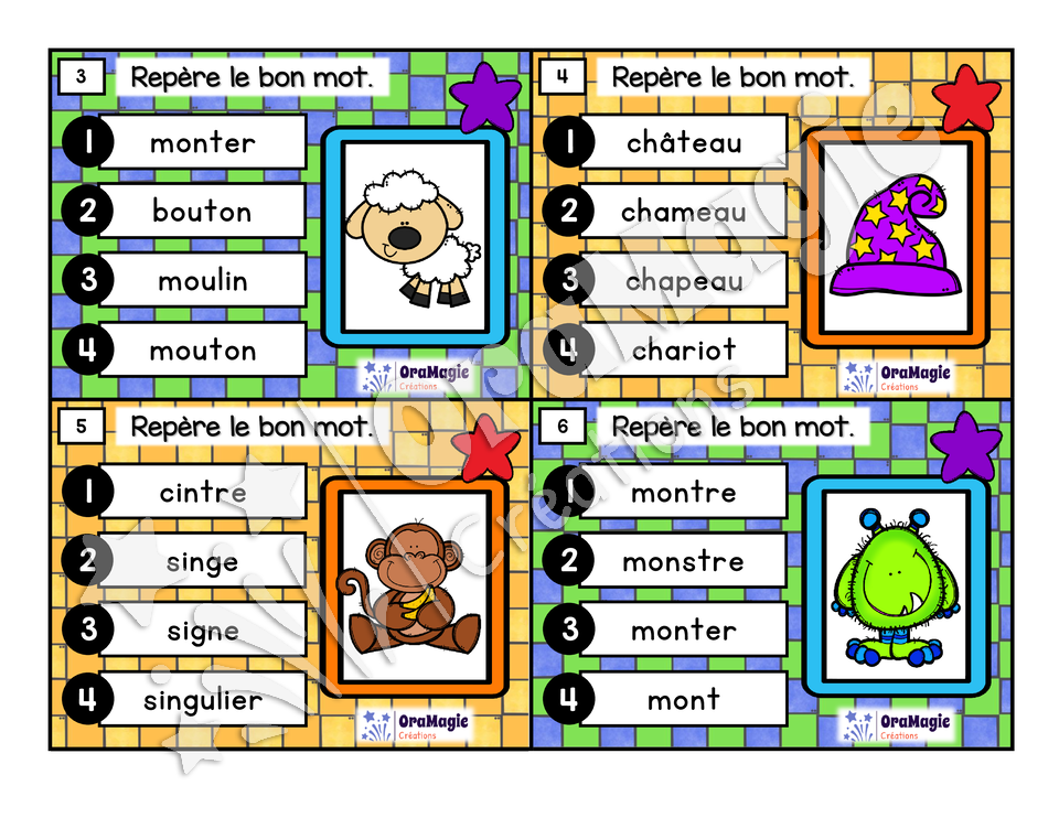 Cartes à tâches - Mots jumeaux - Décodage