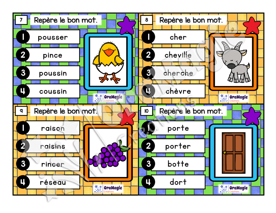 Cartes à tâches - Mots jumeaux - Décodage