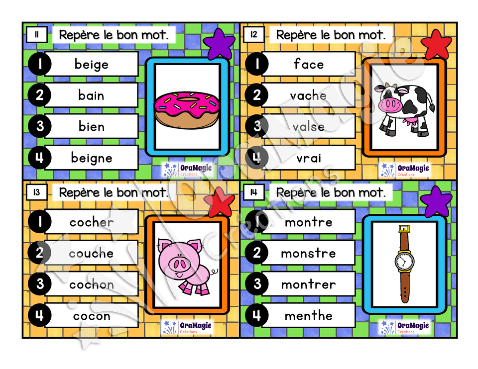 Cartes à tâches - Mots jumeaux - Décodage