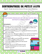 Distributrice de petits-mots - Décodage mots structure CVC avec et sans sons amoureux.pdf