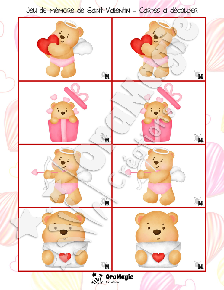 Jeu de mémoire de Saint-Valentin