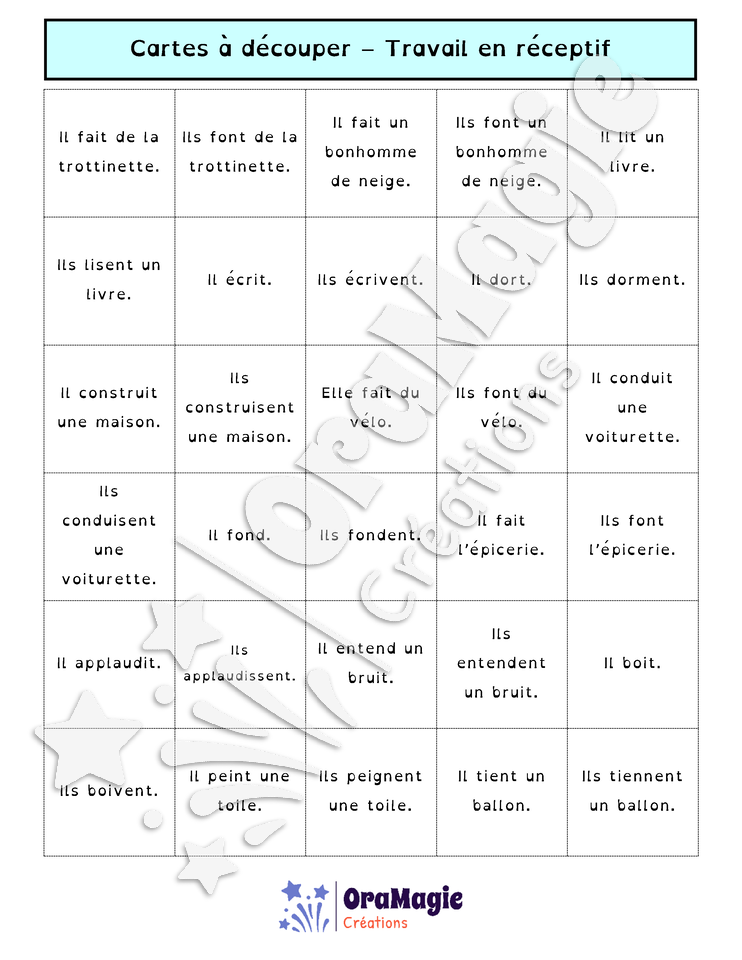 Bingo du pluriel verbal