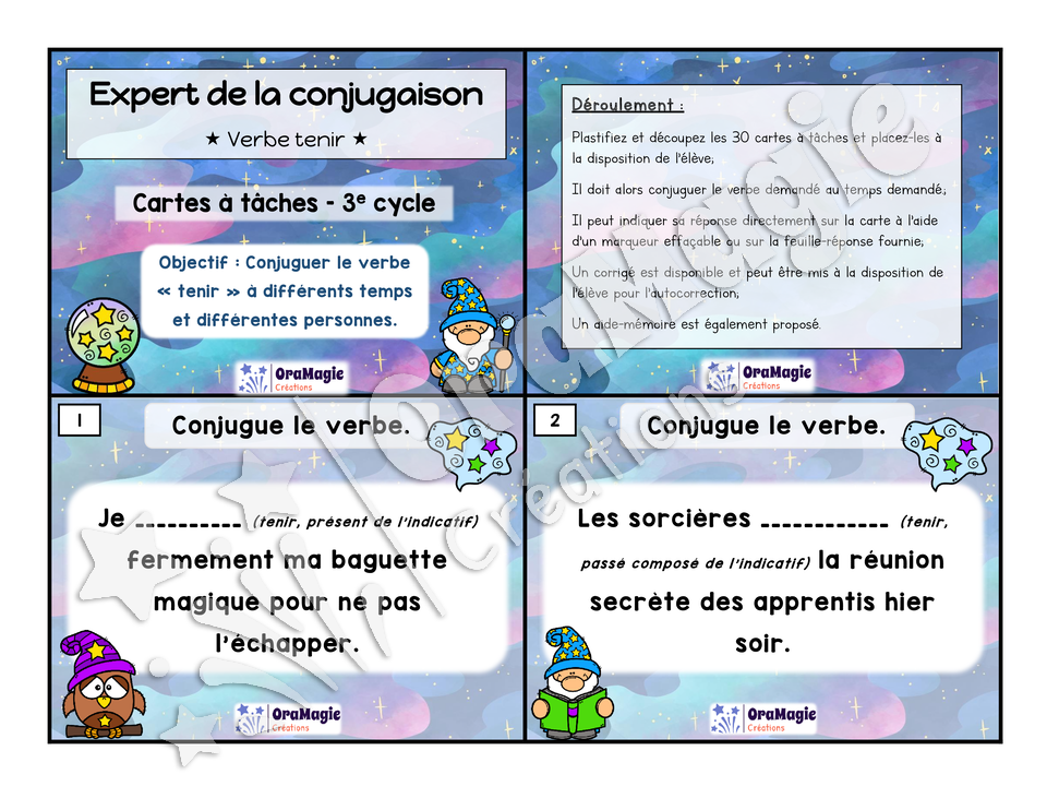 Cartes à tâches - Expert de la conjugaison - tenir - 5e et 6e année - 5$.pdf