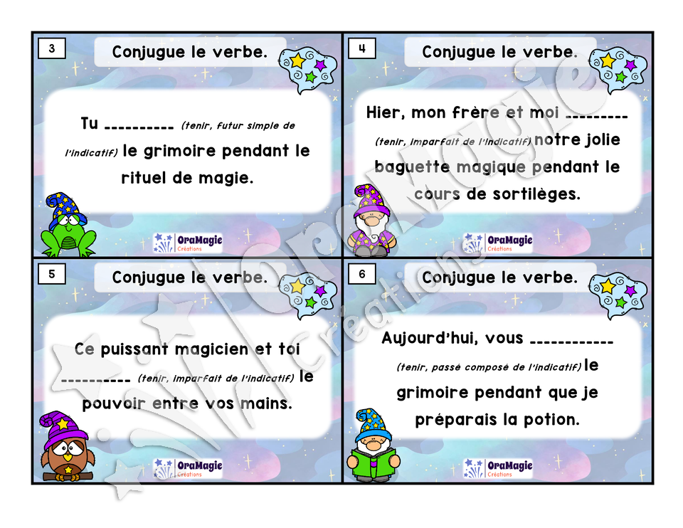 Cartes à tâches - Expert de la conjugaison - Tenir