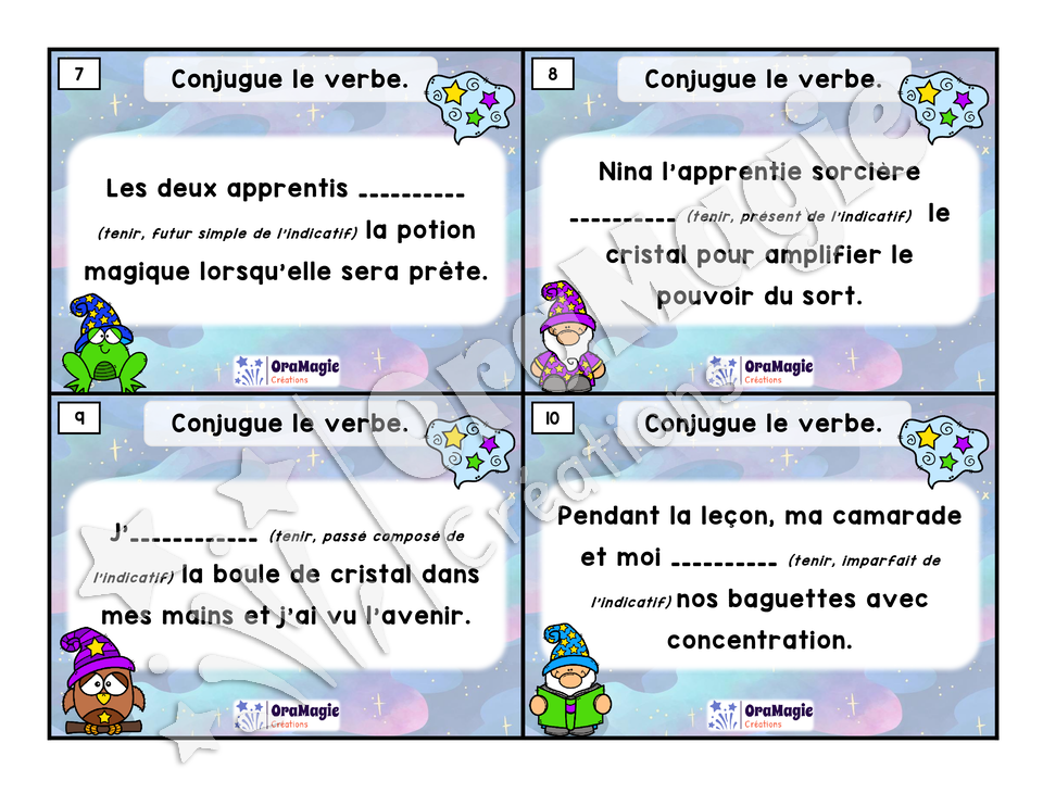 Cartes à tâches - Expert de la conjugaison - Tenir