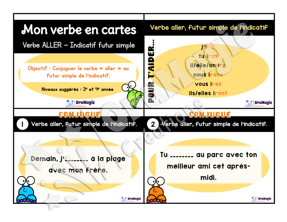 Cartes à tâches - Mon verbe en cartes - Verbe ALLER futur simple de l'indicatif - 3e et 4e année.pdf