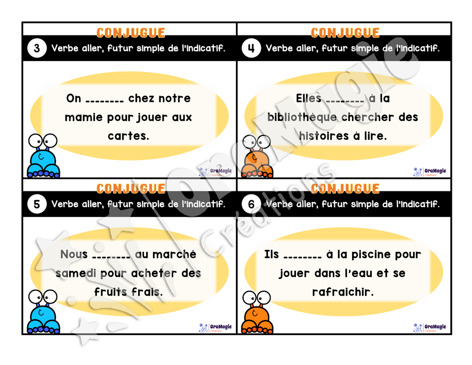 Cartes à tâches - Mon verbe en cartes - Verbe ALLER futur simple de l'indicatif