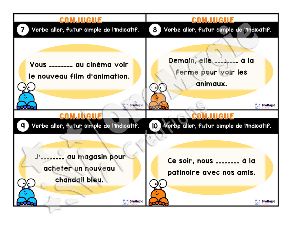 Cartes à tâches - Mon verbe en cartes - Verbe ALLER futur simple de l'indicatif