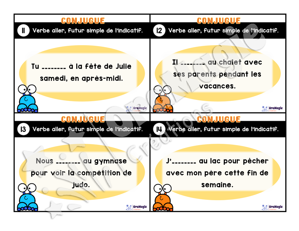 Cartes à tâches - Mon verbe en cartes - Verbe ALLER futur simple de l'indicatif