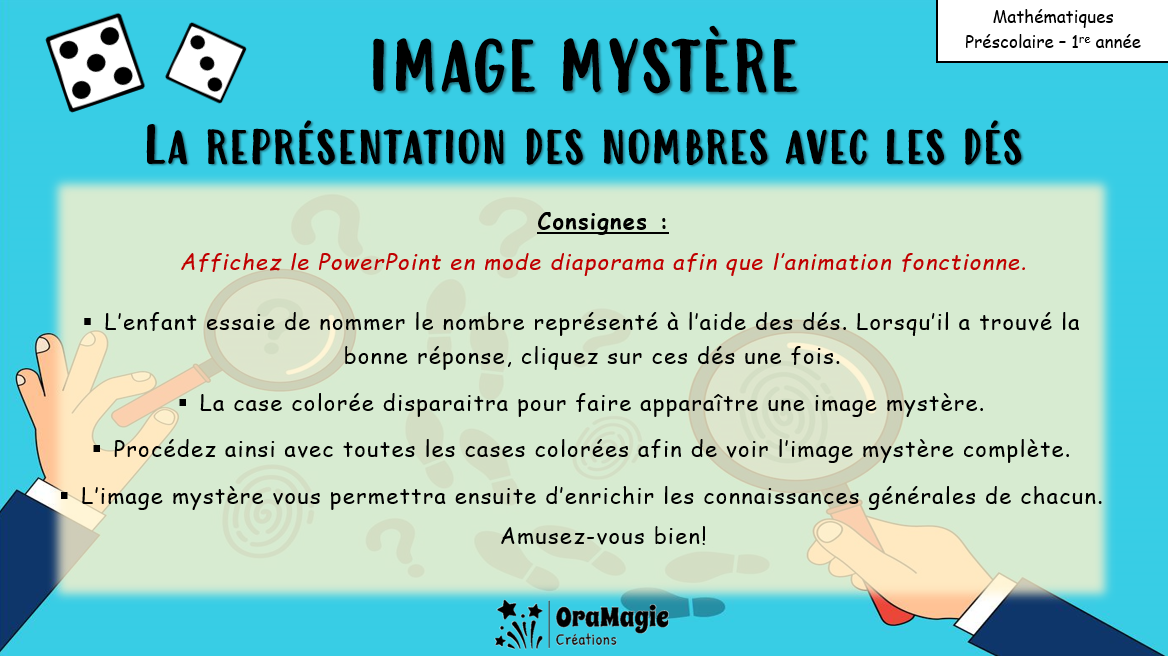 PPT Préscolaire Math - Représentation des nombres dés - Image cachée - Lecture seule.pptx