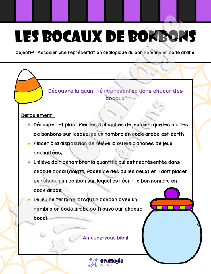 Les bocaux de bonbons - Représentation des nombres 1-10 - Préscolaire, 1re année, Halloween.pdf