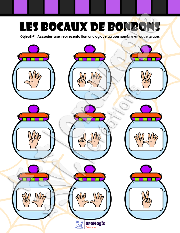 Les bocaux de bonbons - Représentation des nombres 1-10