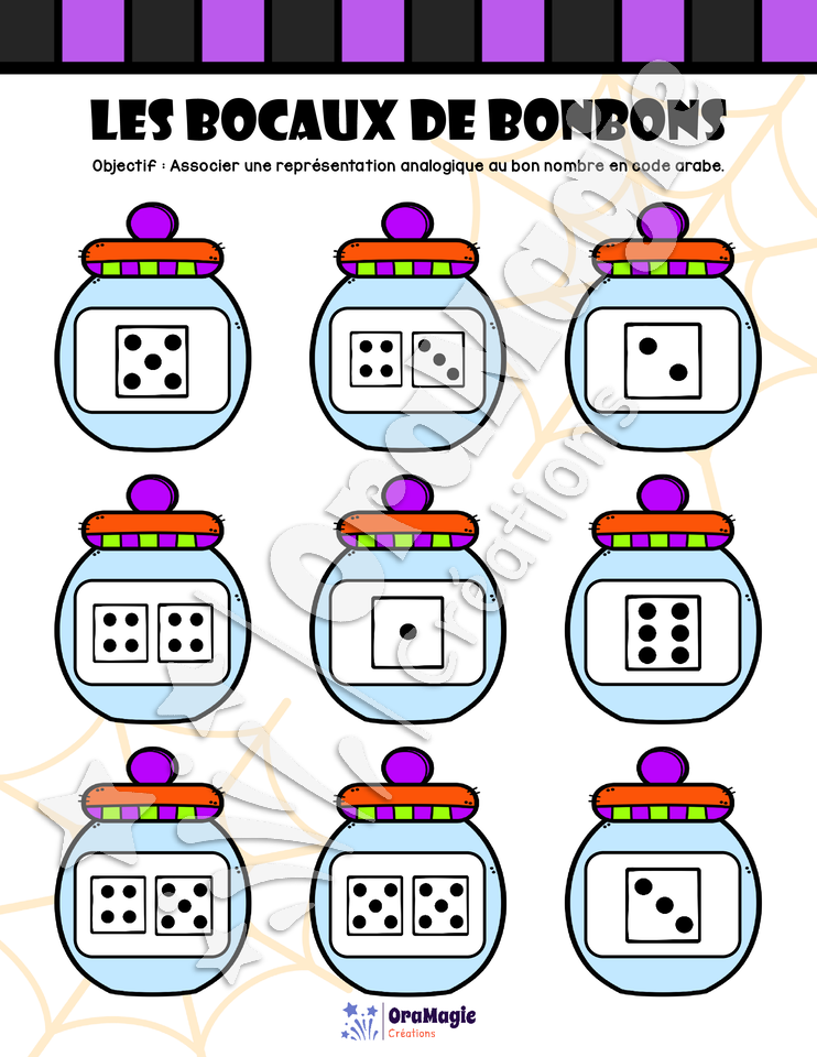 Les bocaux de bonbons - Représentation des nombres 1-10