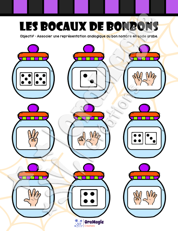 Les bocaux de bonbons - Représentation des nombres 1-10