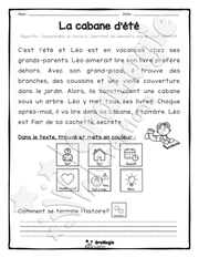 Compréhension de lecture et du récit 1re année - La cabane d'été.pdf