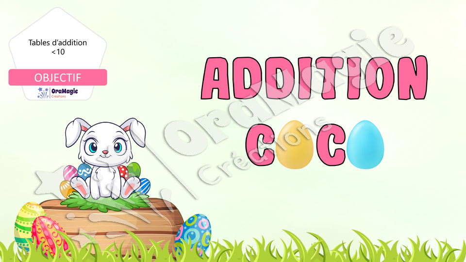 PPT - Additions-coco - Tables d'additions 1 à 10 - Pâques - Lecture seule.pptx