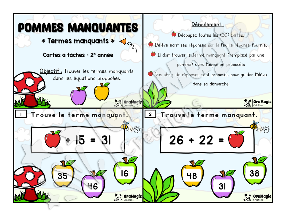 Cartes à tâches - Pommes manquantes - 2e année - Mathématiques - 6$.pdf
