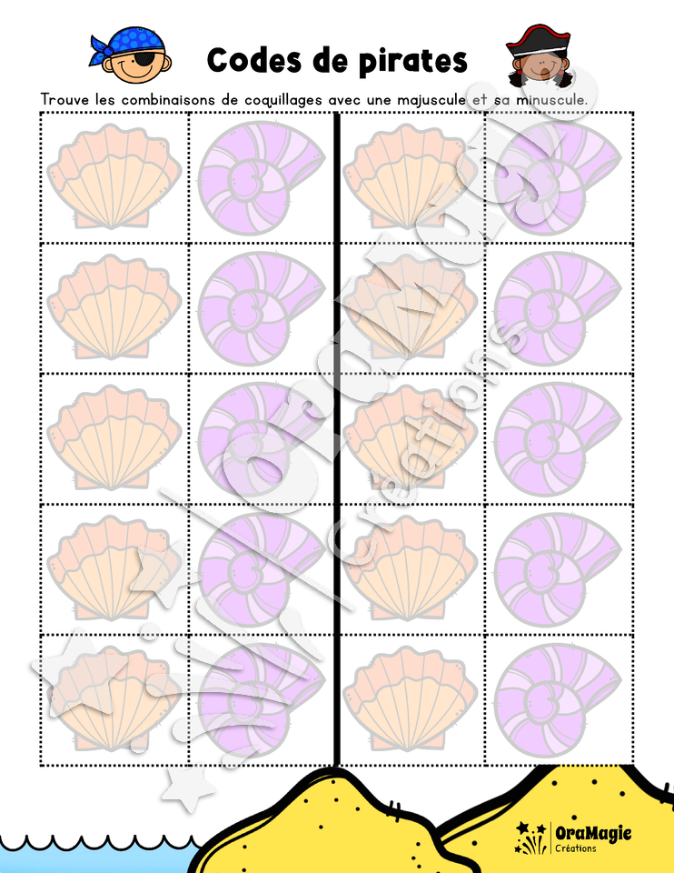 Codes de pirates - Association majuscule et minuscule
