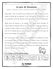 Compréhension de lecture et du récit 2e année - Le parc de dinosaures.pdf