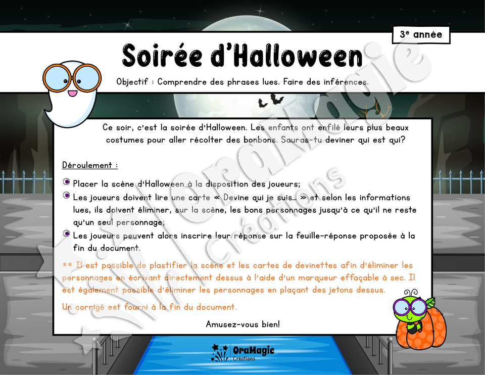 Soirée d'Halloween - Compréhension de lecture - 3e année.pdf
