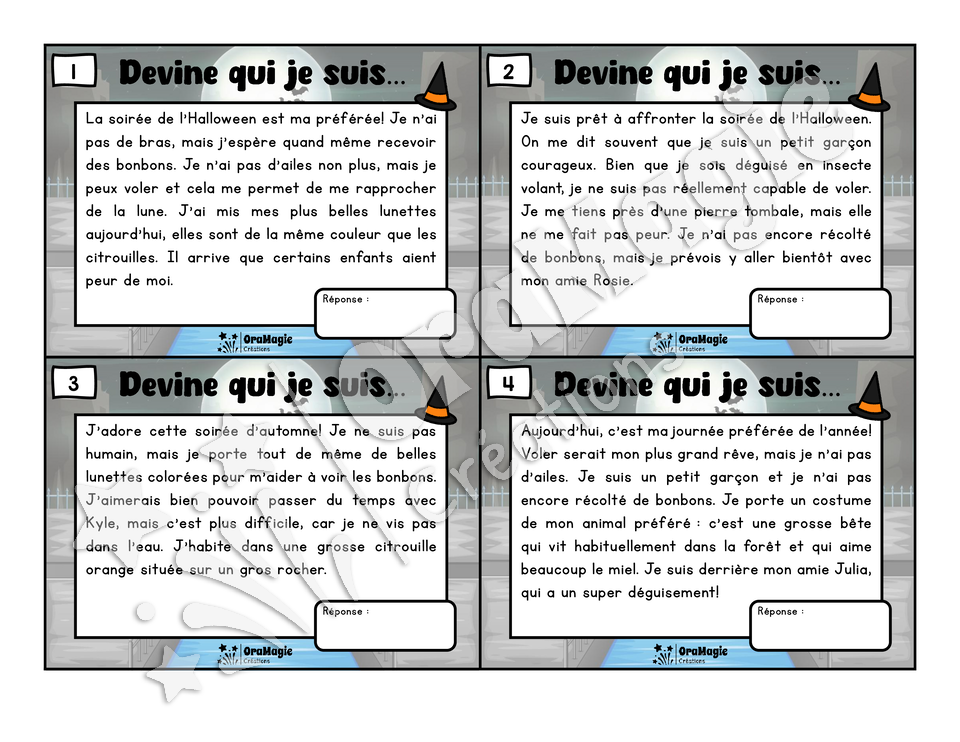 Soirée d'Halloween - Compréhension de lecture - 3e année