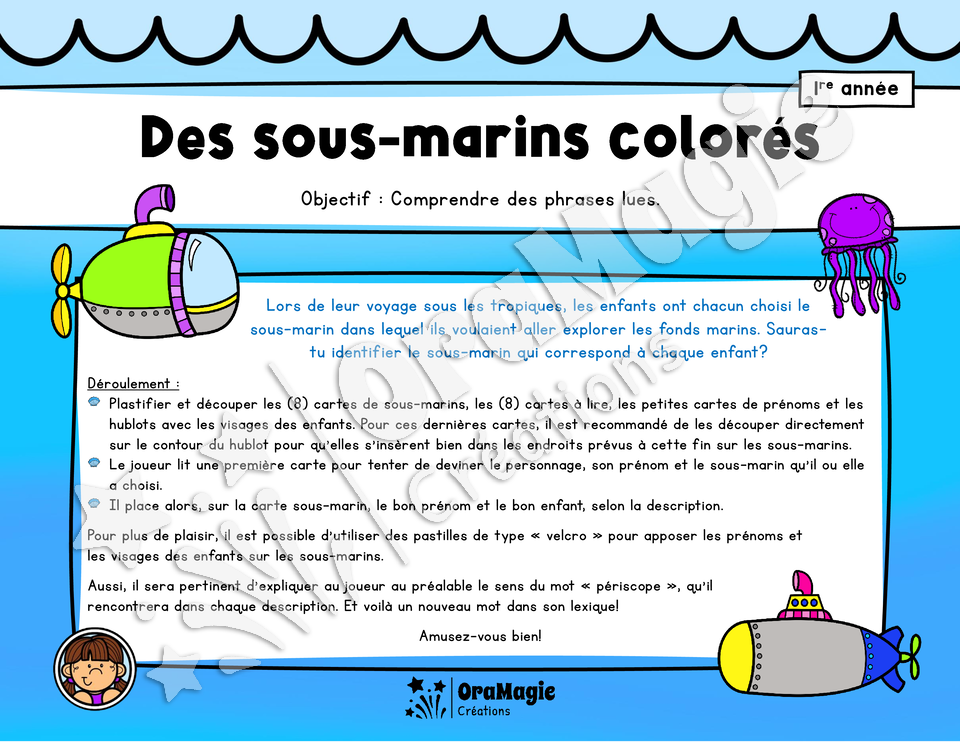 Des sous-marins colorés - Compréhension de lecture 1re année - 4$.pdf