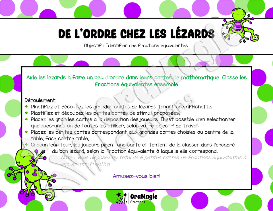 De l'ordre chez les lézards - Identification des fractions équivalentes - 5e et 6e année.pdf