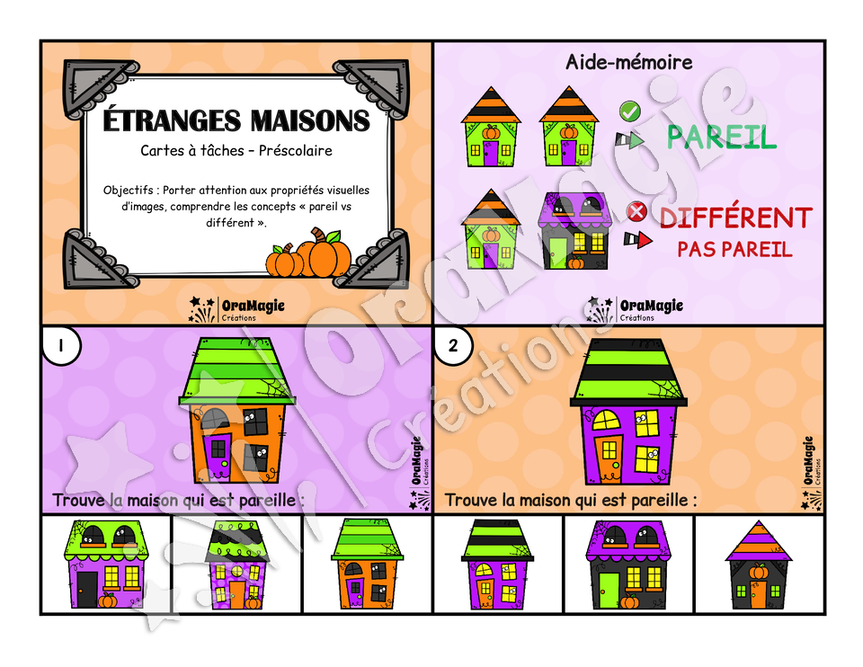 Cartes à tâches - Étranges maisons - Trouve la maison pareille - Préscolaire - 4$.pdf