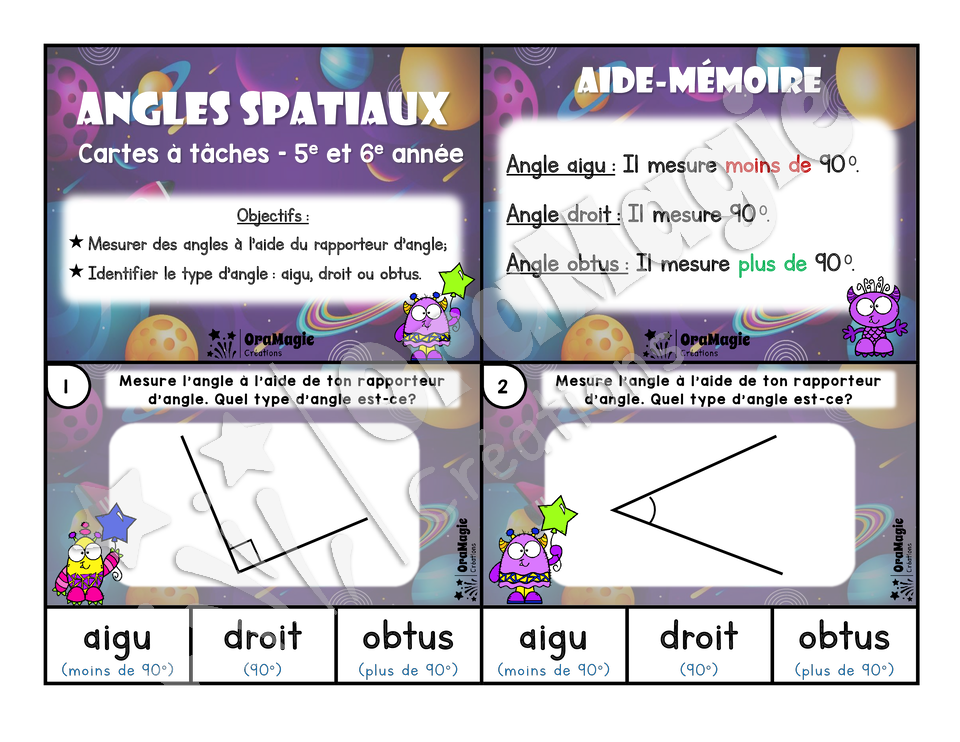 Cartes à tâches - Angles spatiaux - Mesure et type d'angles - 5e et 6e année primaire - 5$.pdf