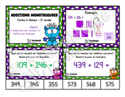 Cartes à tâches - Additions monstrueuses - Additions de nombres à 3 chiffres avec échanges - 2e année primaire-6$.pdf