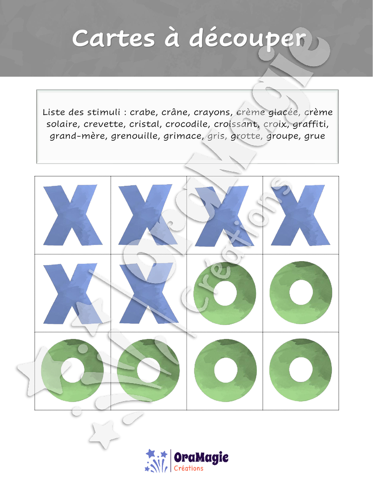 Tic-tac-toe groupes consonantiques -kr-gr-