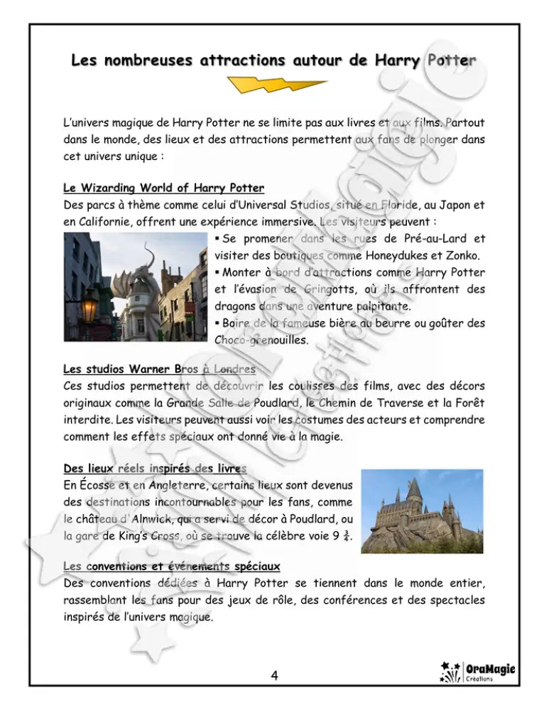 Harry Potter - Compréhension lecture 6e année - Texte courant - Préparation examen ministère