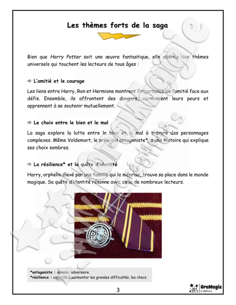 Harry Potter - Compréhension lecture 6e année - Texte courant - Préparation examen ministère